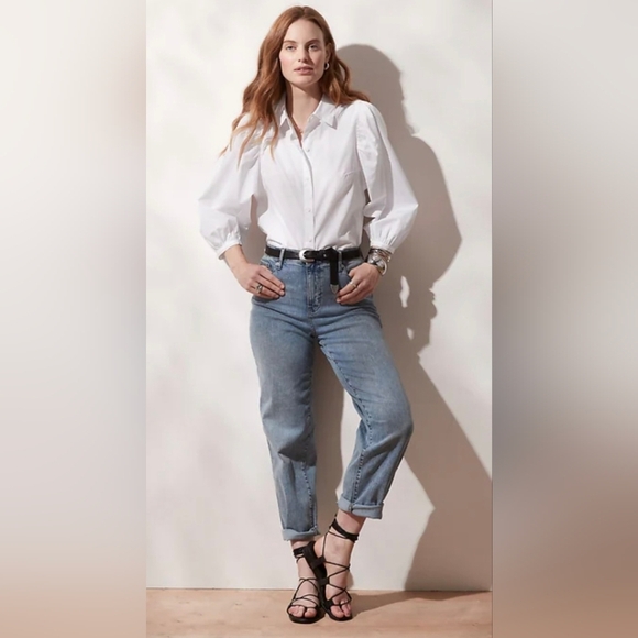 Banana Republic | Organic Puff-Sleeve Button-Down Shirt, Size M - Picture 2 of 7